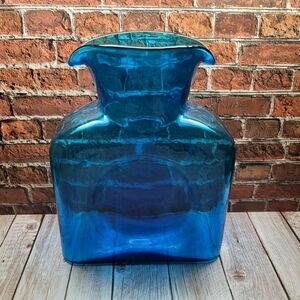 Blenko Blue 384 Double Spout Water Bottle Pitcher Vase